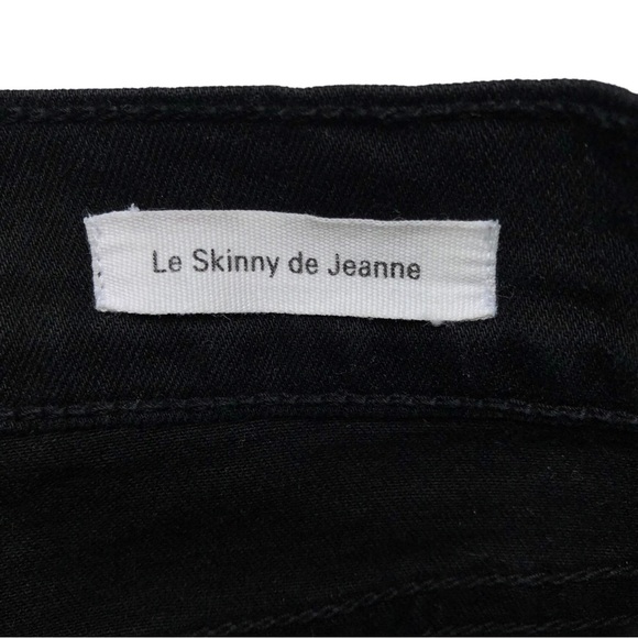 Frame Le Skinny de Jeanne Size 27 Distressed Black with Holes Film Noir - Picture 13 of 16